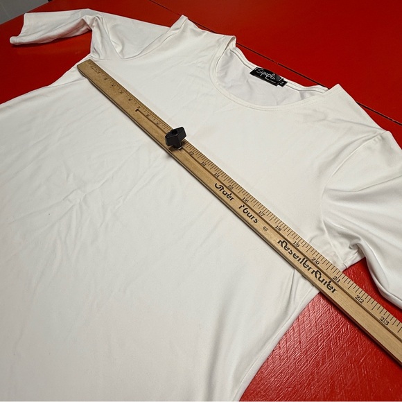 SYMPLI WHITE 3/4 SLEEVE POLYESTER STRETCH BLEND TOP - Picture 3 of 4